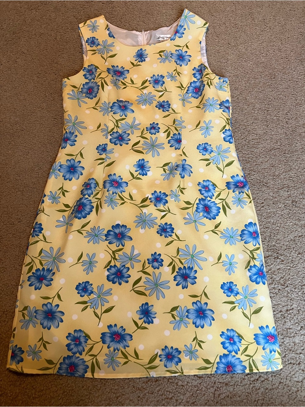 My Michelle Yellow Dress with Blue Floral Print